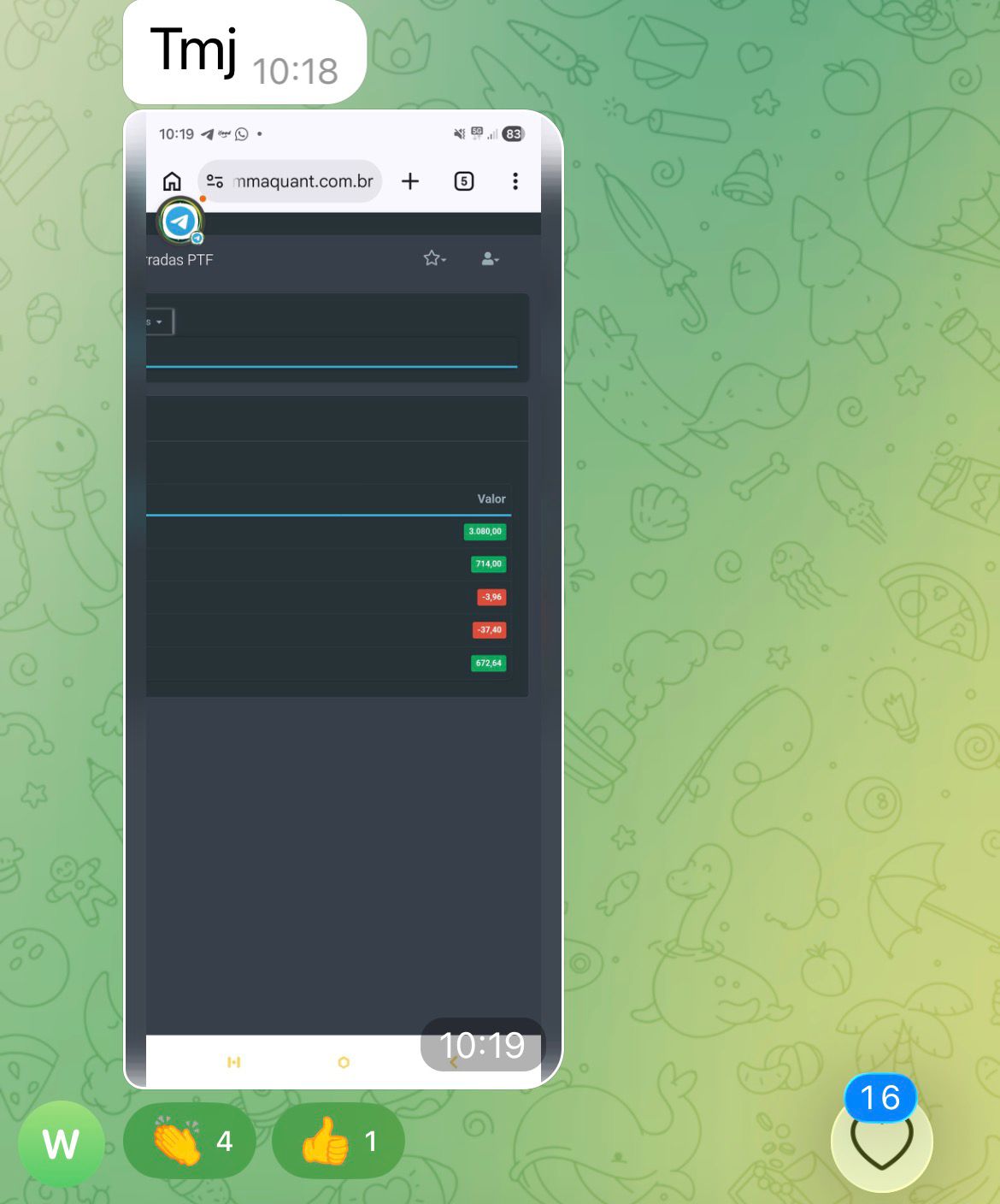 Print de resultado real na Plataforma Gamma Quant